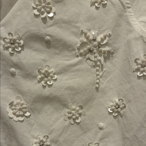 J. Crew Collection White Embroidered Short-Sleeve Button-Down Shirt 6 - Picture 5 of 9